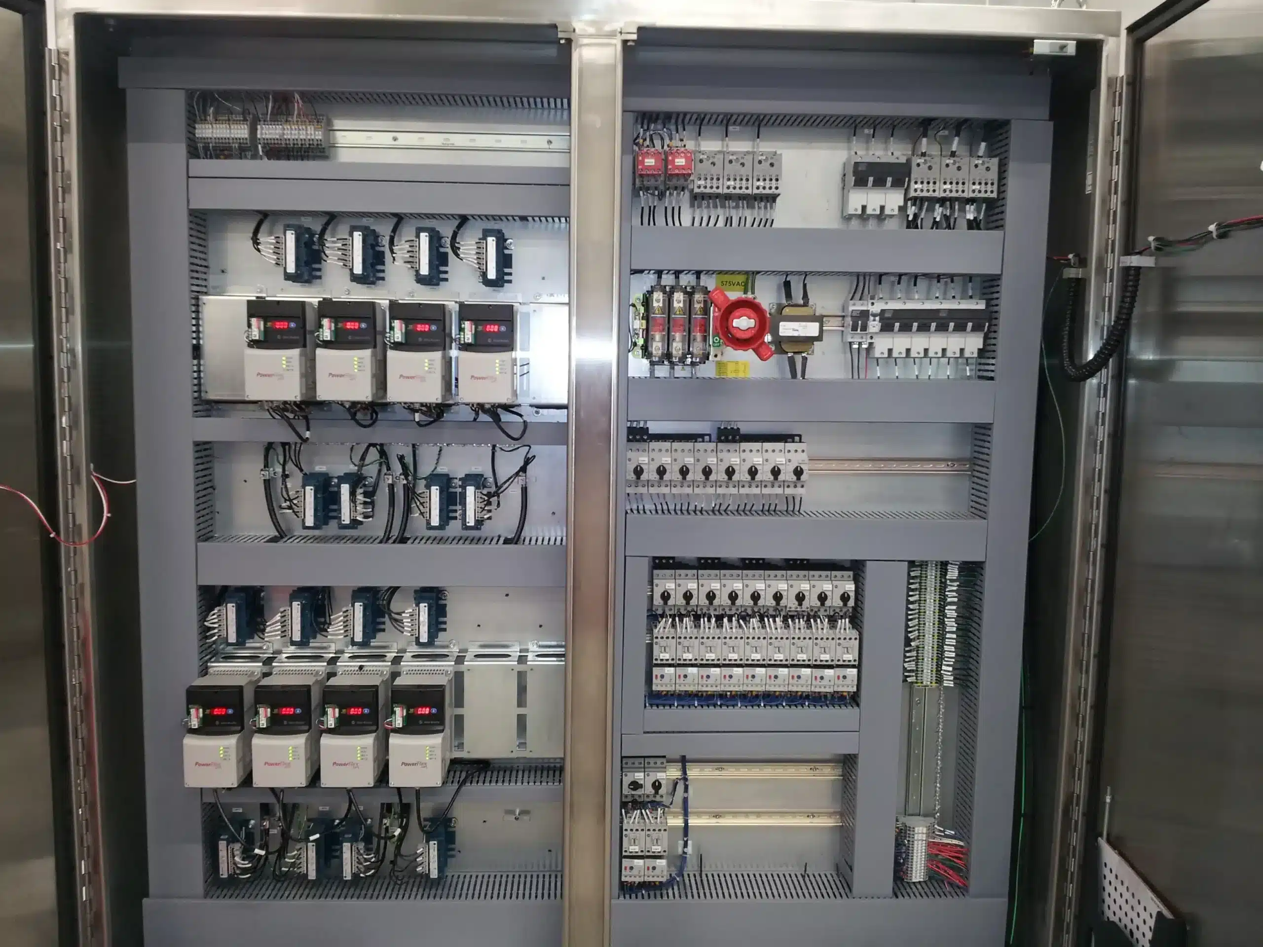 Industrial electrical control panel used for machine troubleshooting