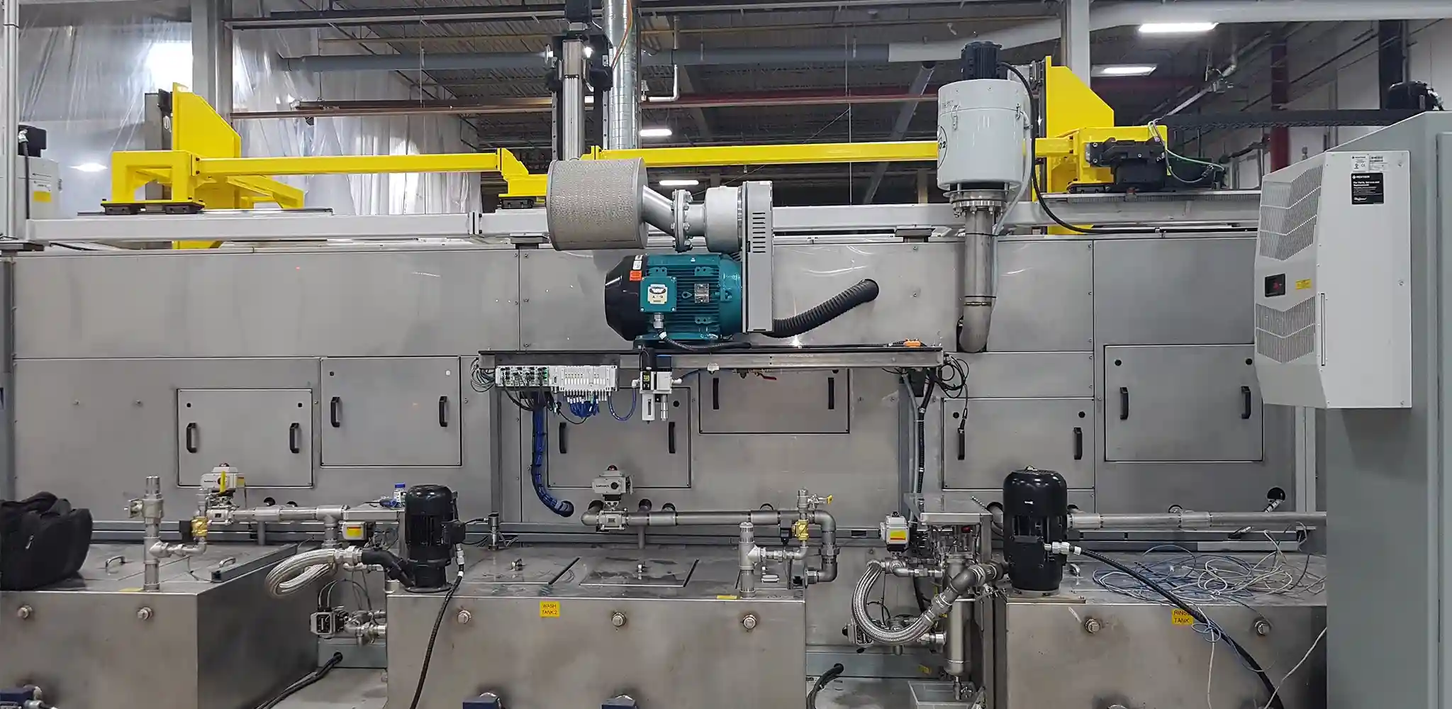 Industrial production equipment integrated into an automated system